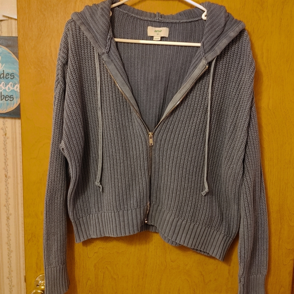 Aerie Dusty Blue Hooded Sweater